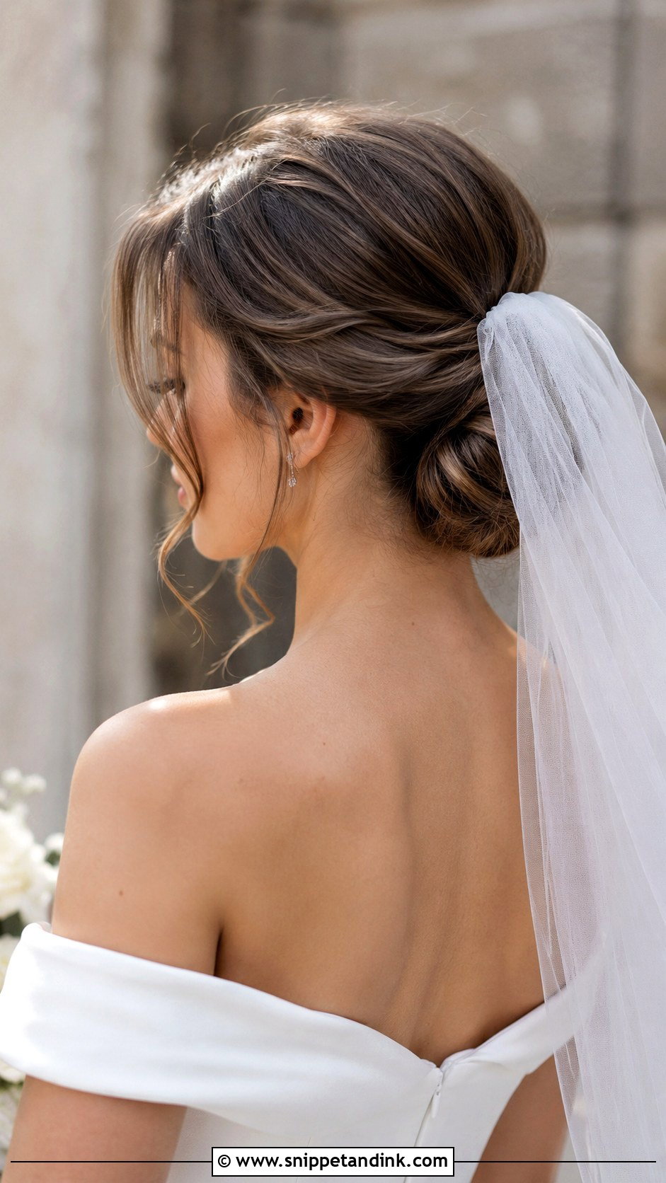 Messy Bun With Veil For Short Hair Wedding - Snippet and Ink - 15 Messy Bun for Short Hair Wedding Ideas