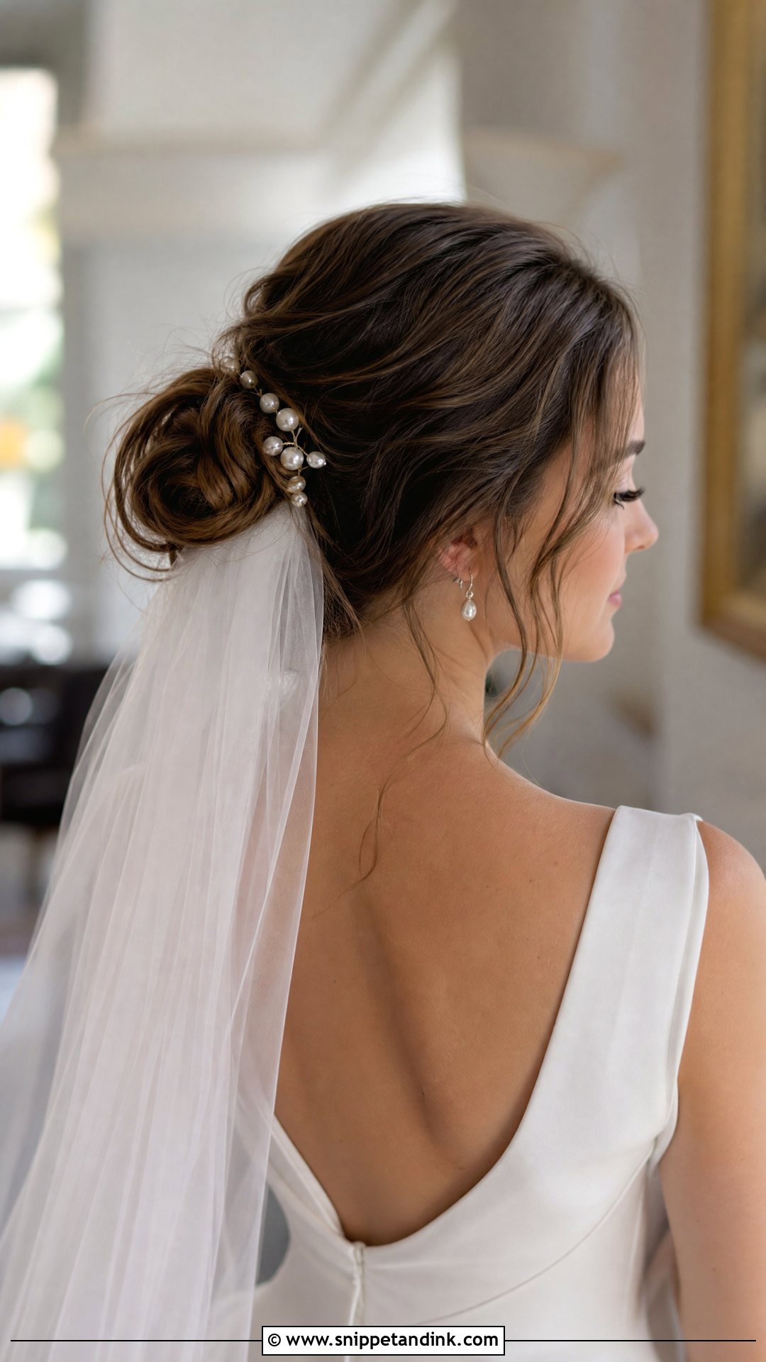 Messy Bun With Veil for Wedding - Snippet and Ink - 20 Messy Bridal Hairstyles