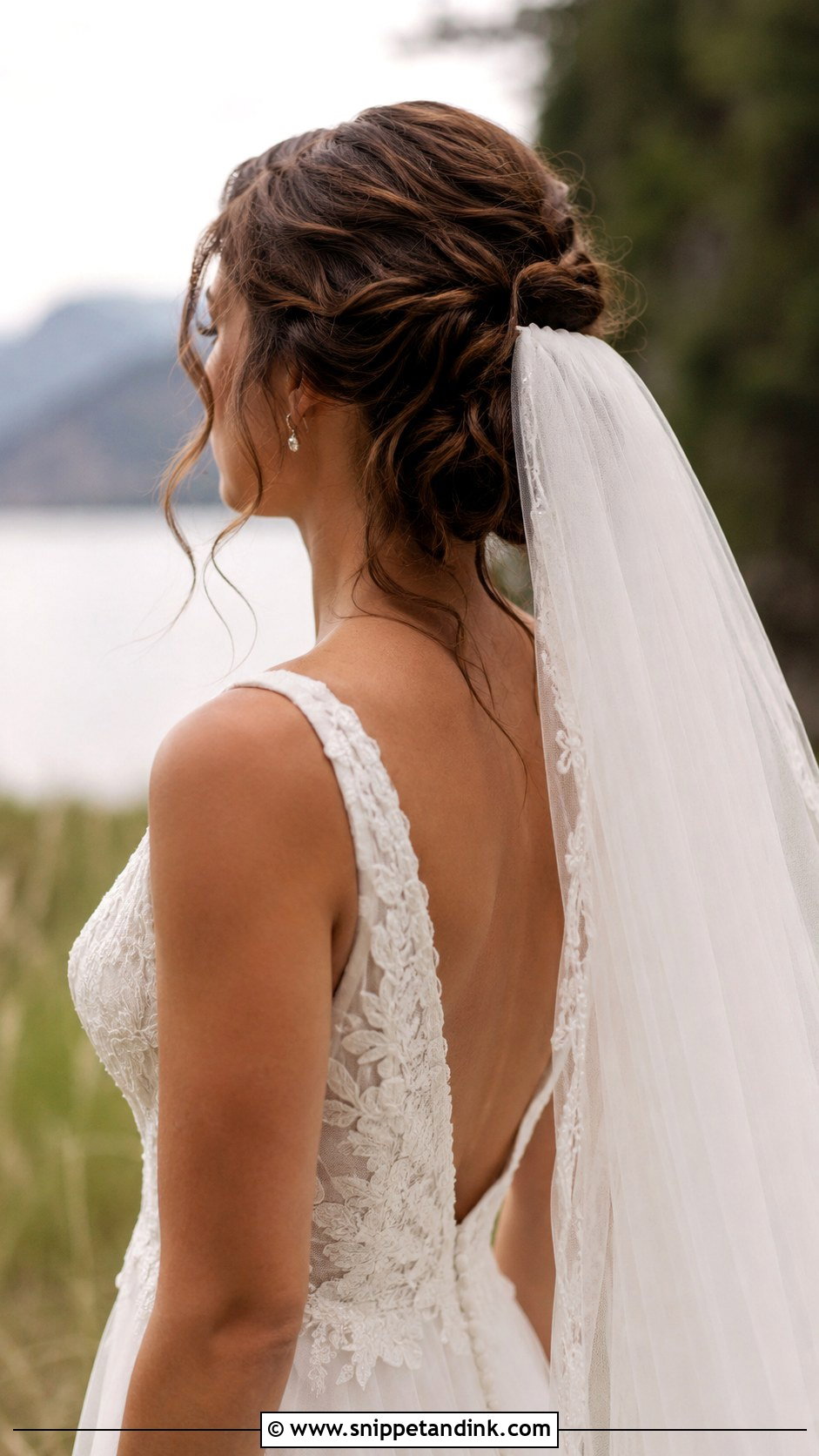 Messy Bun With Veil - Snippet and Ink - 20 Bridal Messy Bun Hairstyles