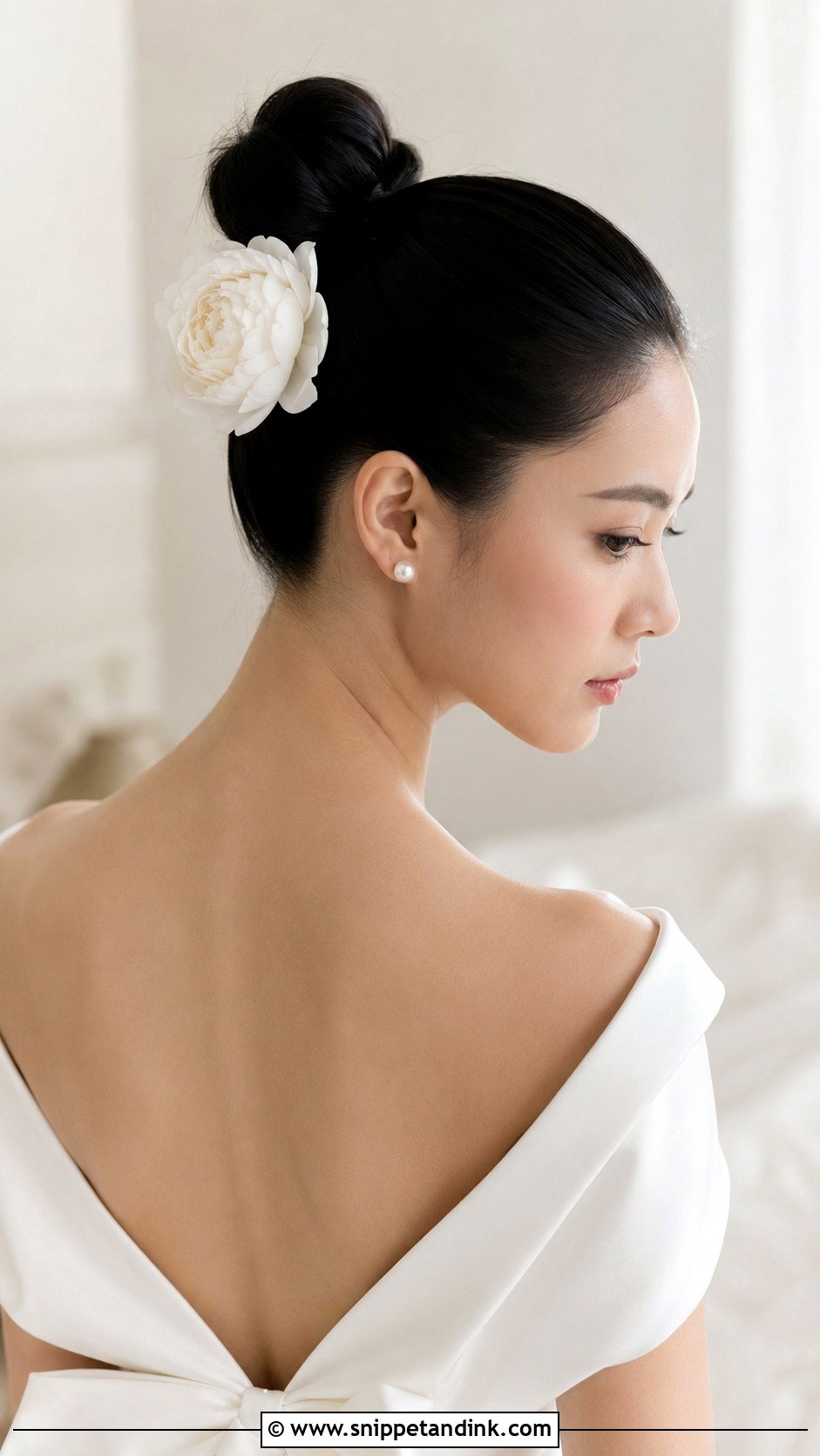 Messy Bun With Wildflowers - Snippet and Ink - 20 Flower Bun Hairstyle Wedding Bride Ideas