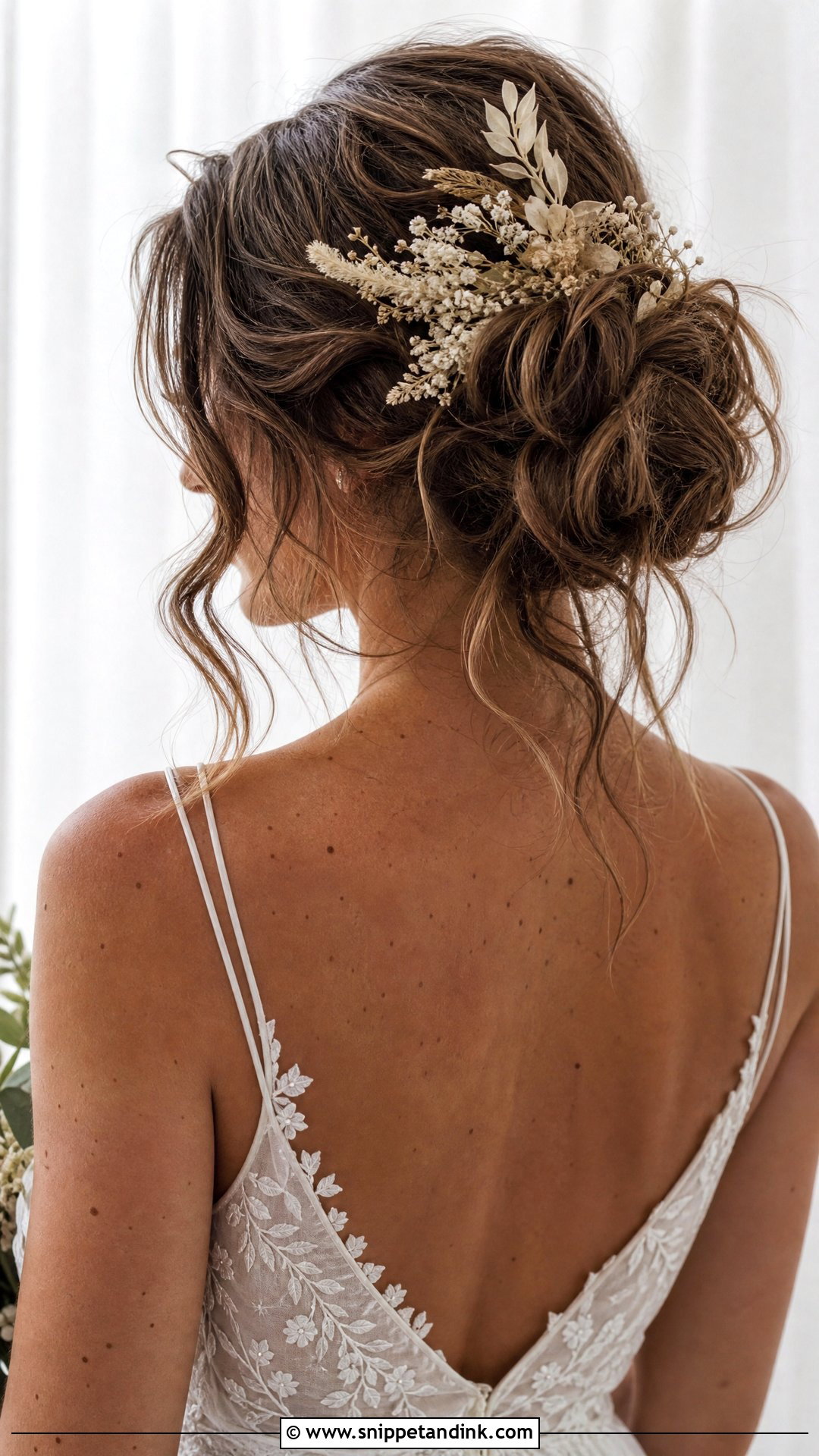 Messy Bun for Boho Brides - Snippet and Ink - 20 Wedding Hair Brown Ideas