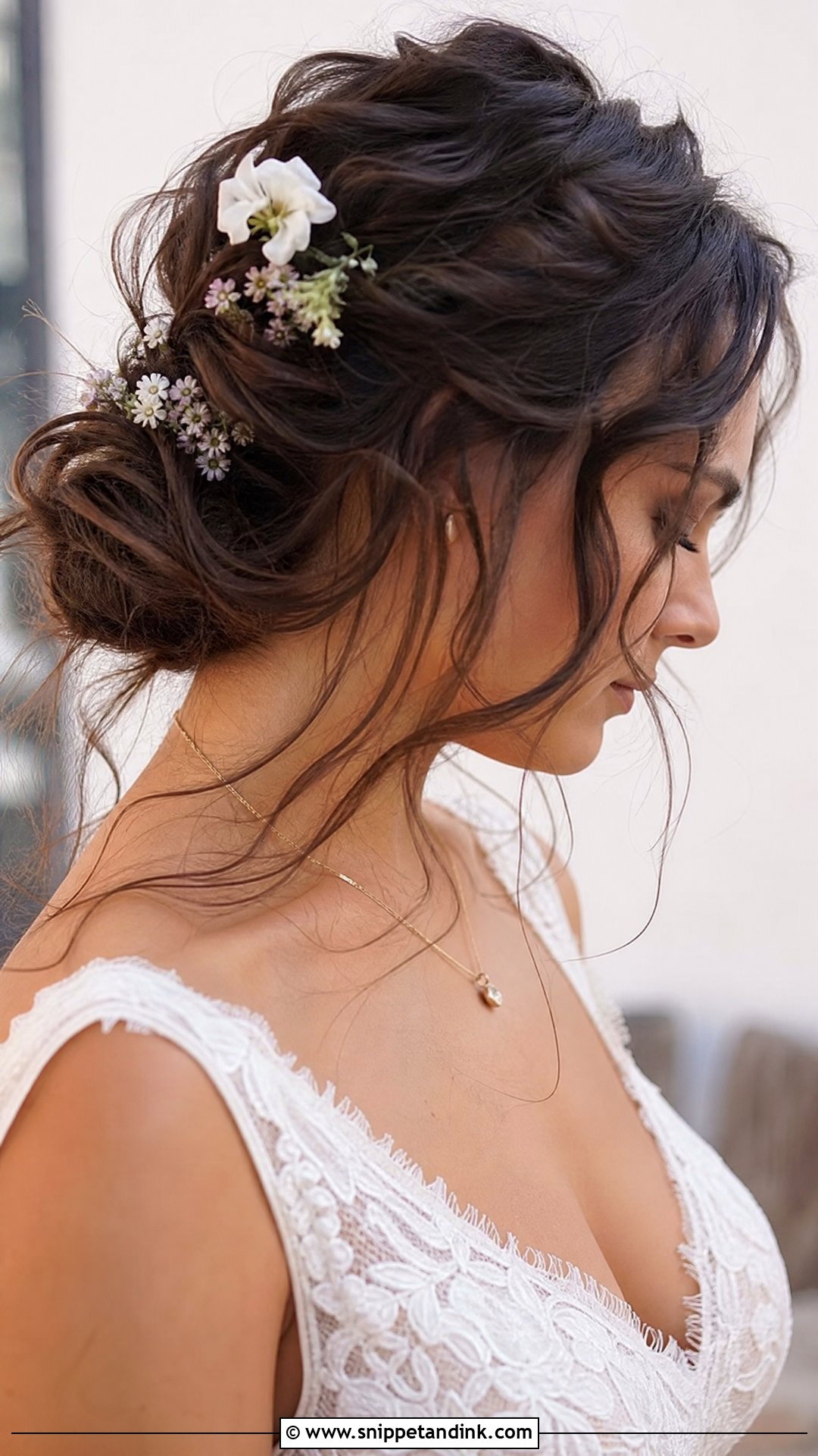 Messy Bun for Dark Wedding Hair - Snippet and Ink - 20 Dark Wedding Hair Ideas