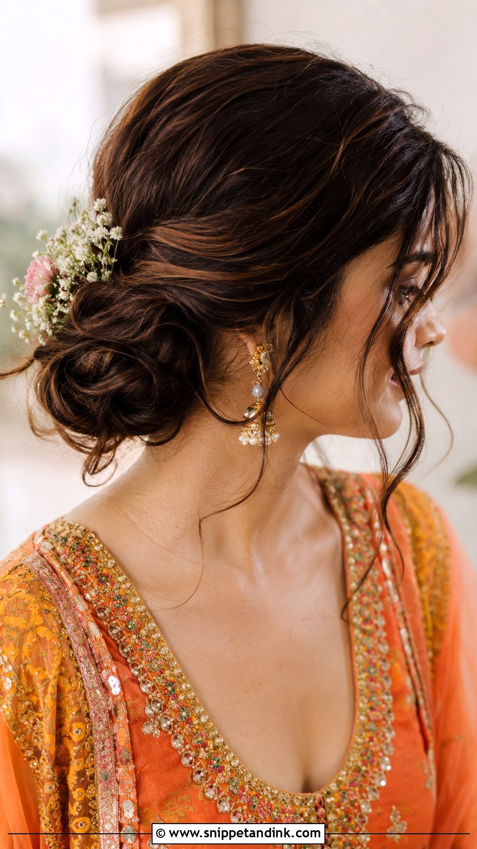Messy Bun for Mehendi Ceremony - Snippet and Ink - 25 Indian Wedding Hairstyles for Bride