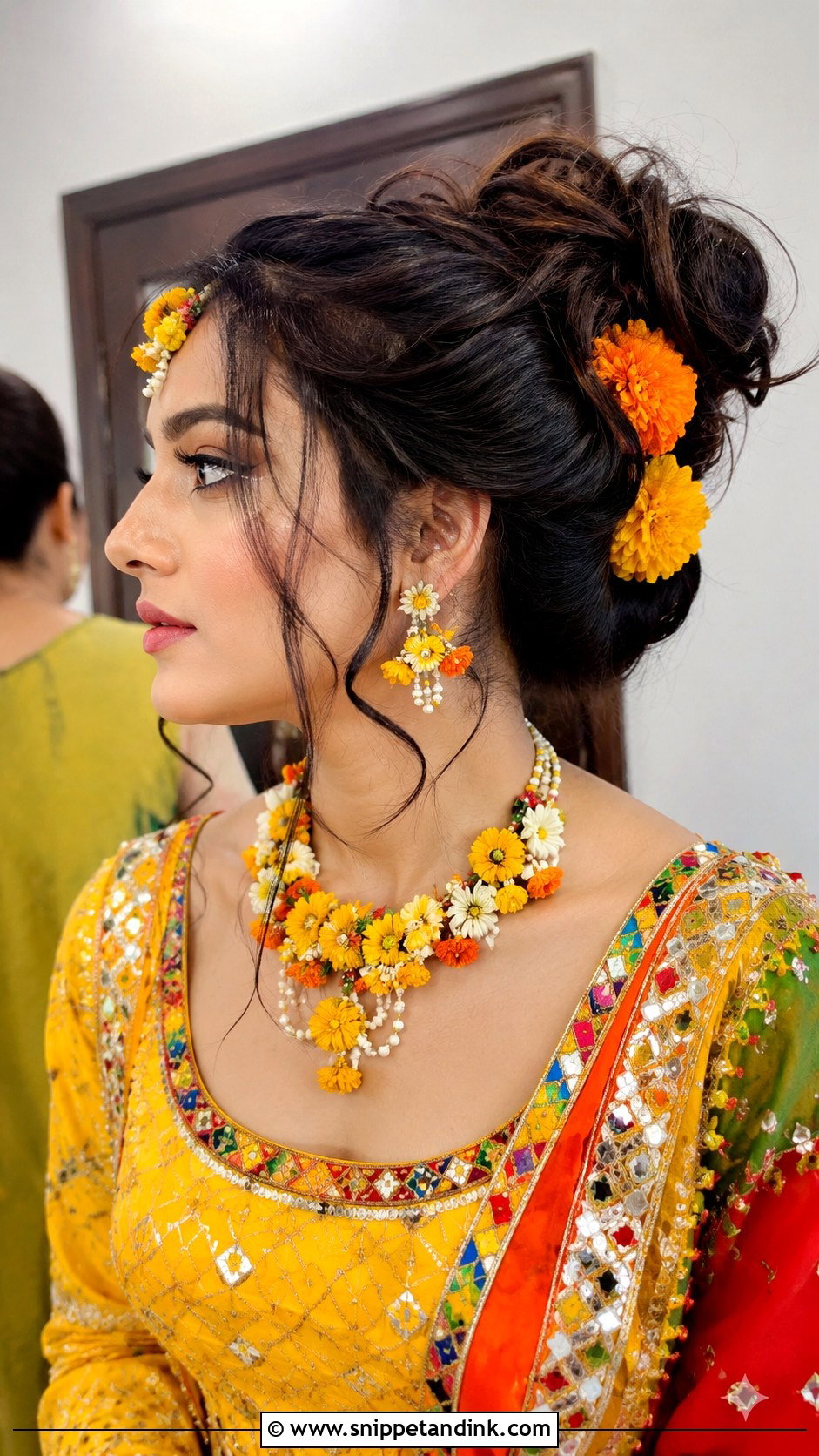 Messy Bun for Mehndi - Snippet and Ink - 20 Pakistani Bridal Hairstyles
