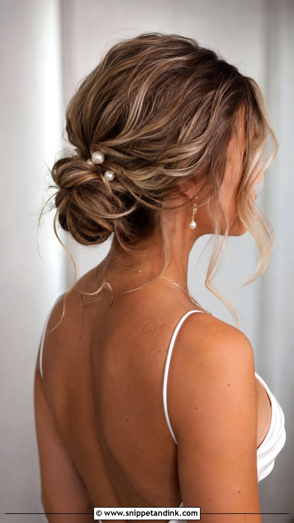 Messy Chignon Bridal Bob - Snippet and Ink - 25 Bridal Bob Hairstyles