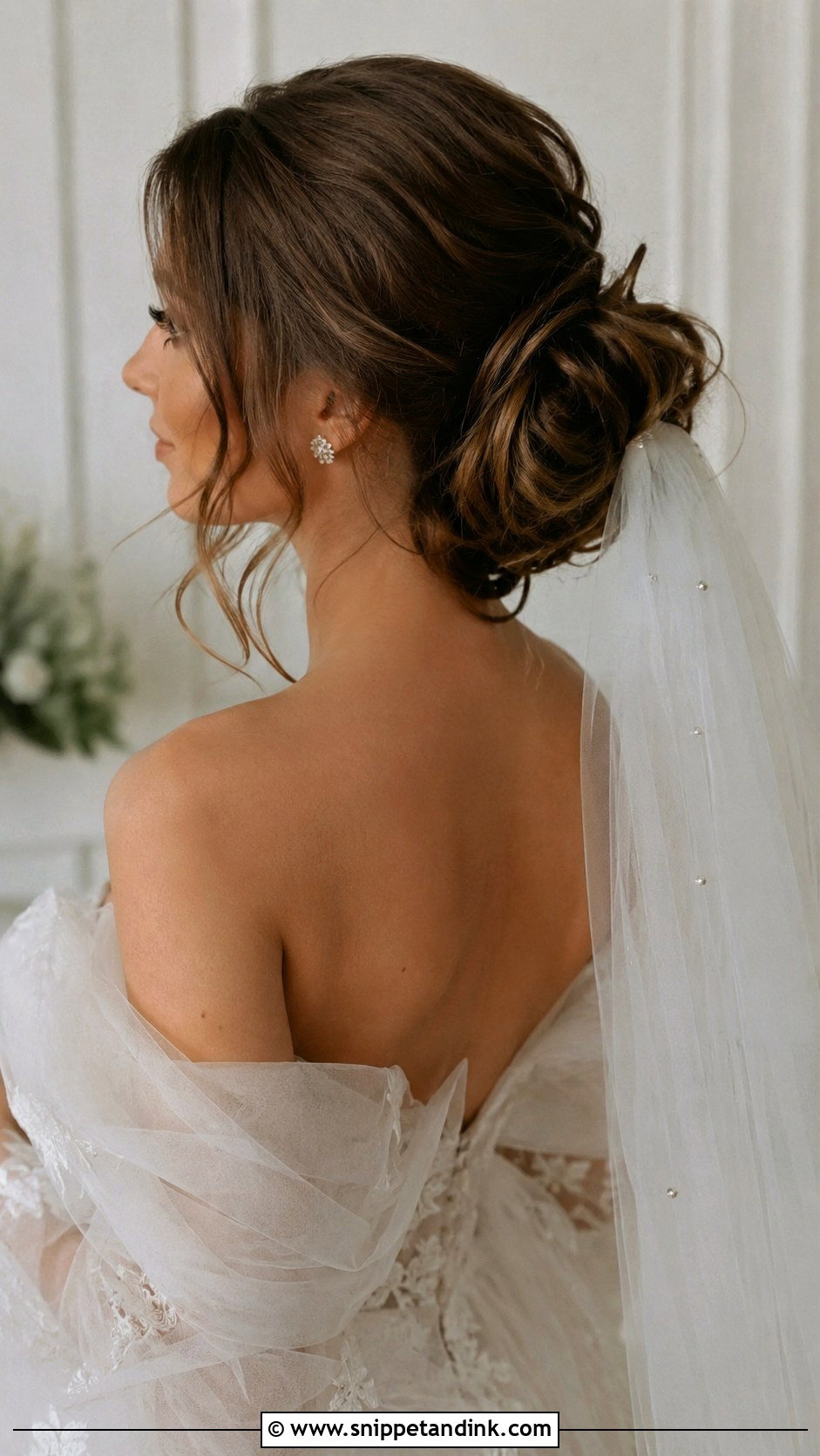 Messy Chignon With Veil - Snippet and Ink - 20 Brides Hairstyles with Veil