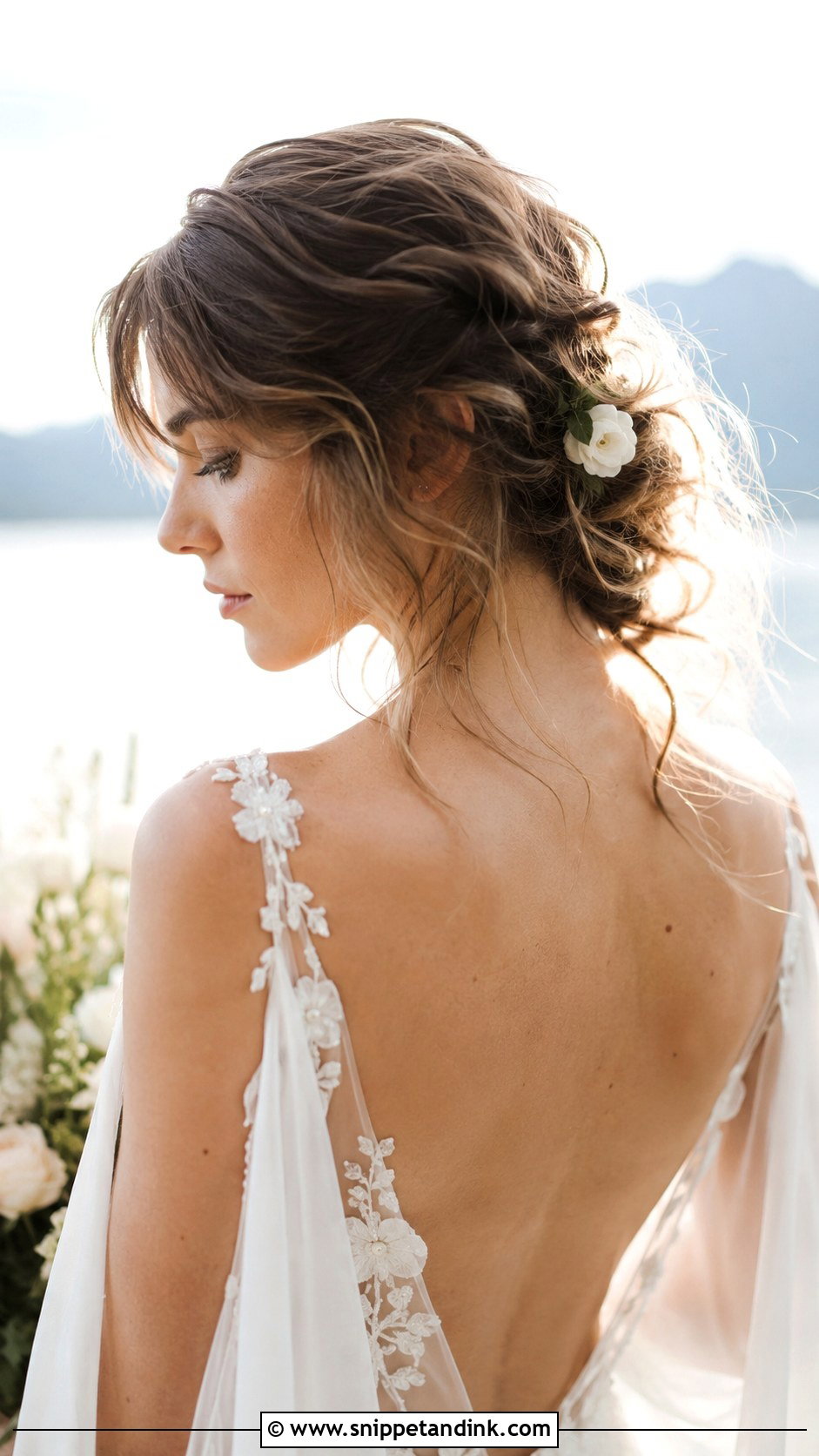 Messy Chignon With Wispy Bangs - Snippet and Ink - 20 Wedding Updo with Bangs Ideas