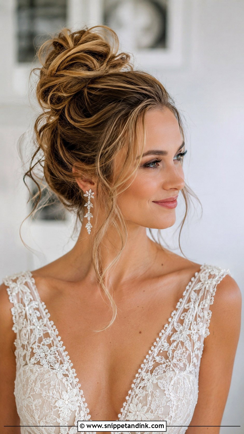 Messy Chignon With Wispy Pieces - Snippet and Ink - 25 Messy Wedding Hair Ideas