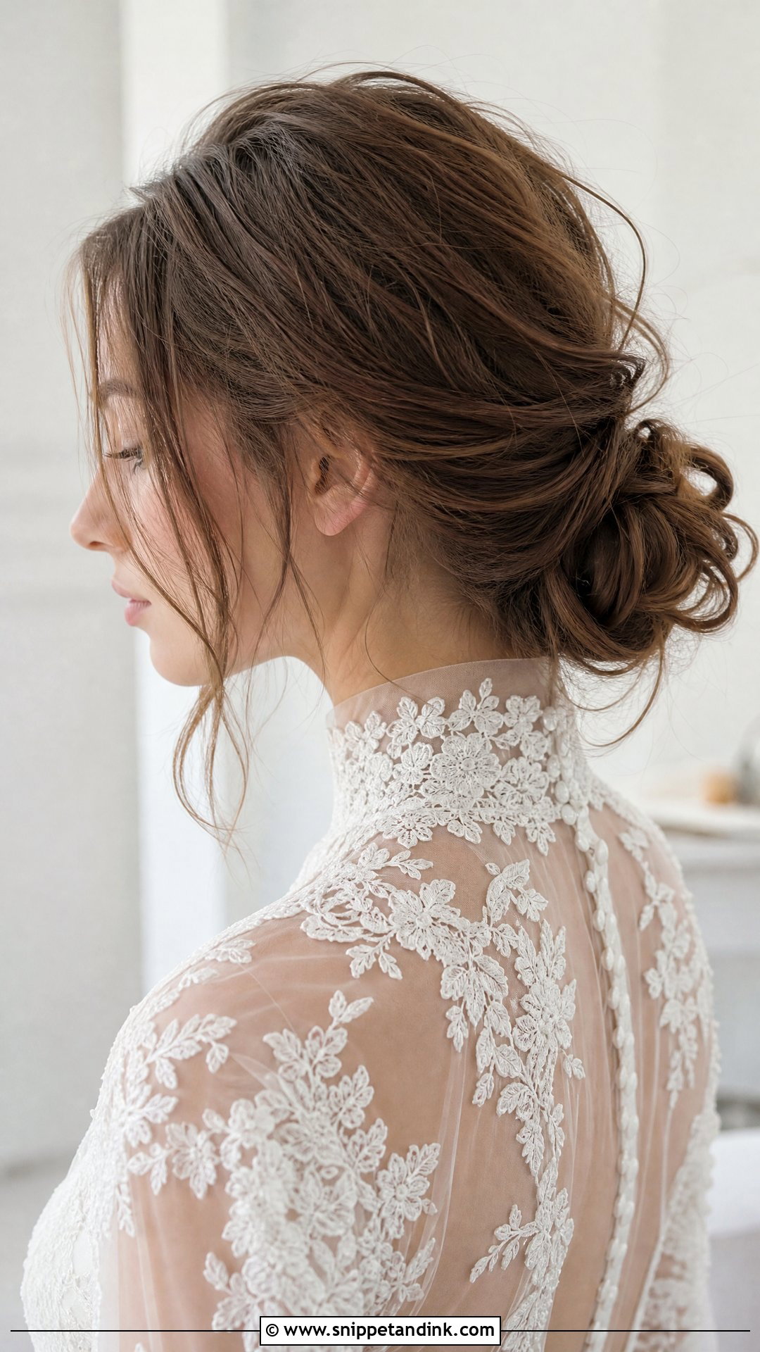 Messy Chignon for Brides - Snippet and Ink - 20 Messy Bun Bridal Hair Ideas