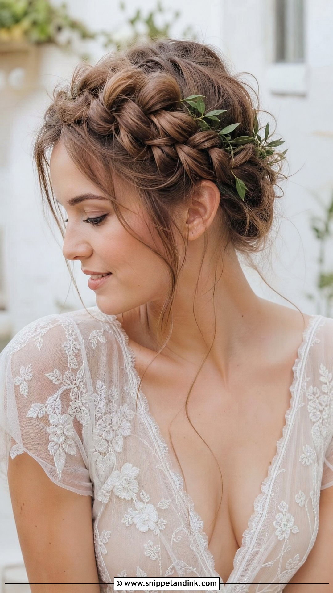 Messy Crown Braid Bridal Hairstyle - Snippet and Ink - 20 Messy Bridal Hairstyles