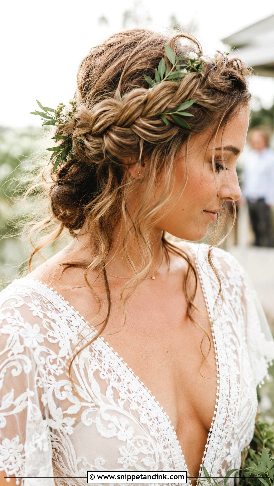 Messy Crown Braid Wedding Hairstyle - Snippet and Ink - 20 Messi Bride Hairstyle Ideas