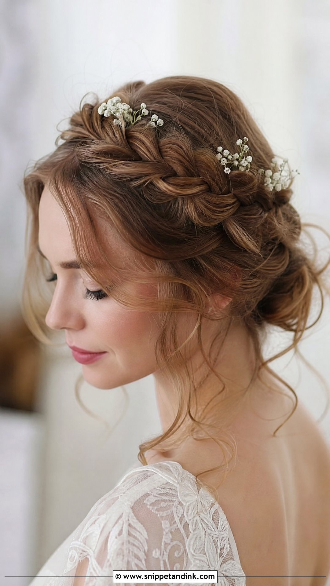 Messy Crown Braid Wedding Hairstyle - Snippet and Ink - 20 Messy Wedding Hairstyles