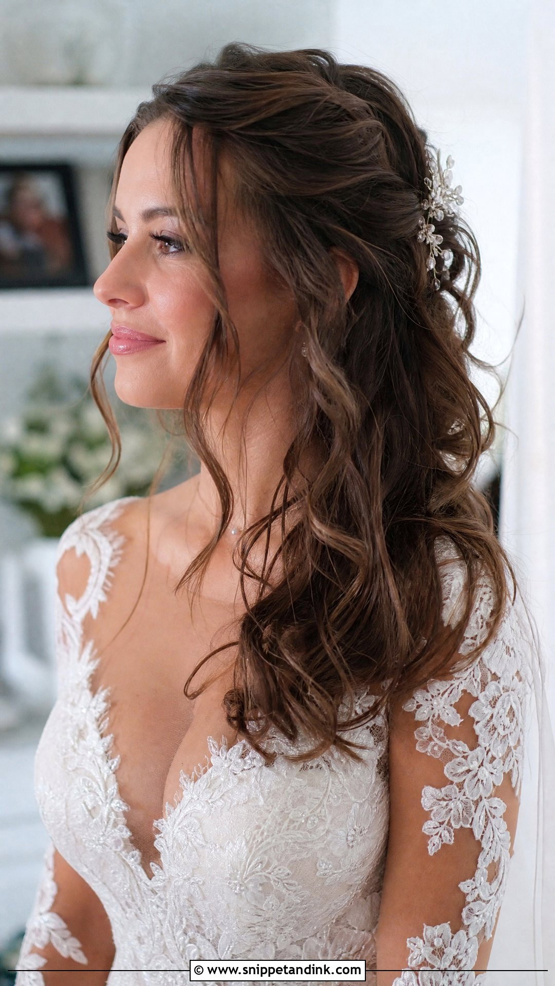 Messy Curls Half Updo for Wedding - Snippet and Ink - 20 Messy Hairstyles for Wedding
