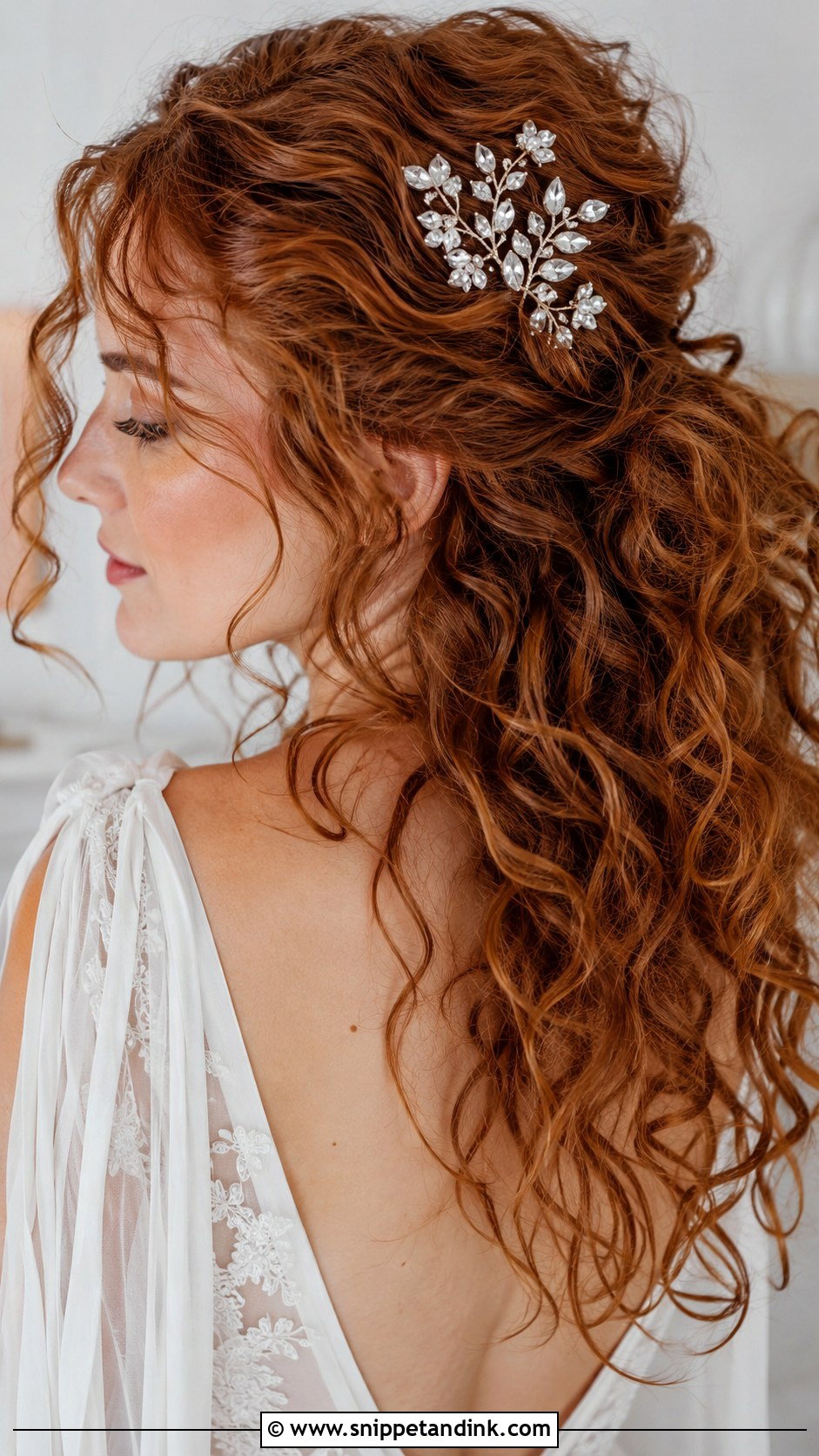 Messy Curls With Statement Hairpiece - Snippet and Ink - 20 Short Hair Curls Wedding