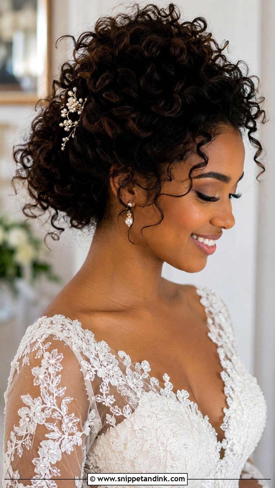 Messy Curly Hair Bridal Updo - Snippet and Ink - 25 Messy Bridal Updo Ideas