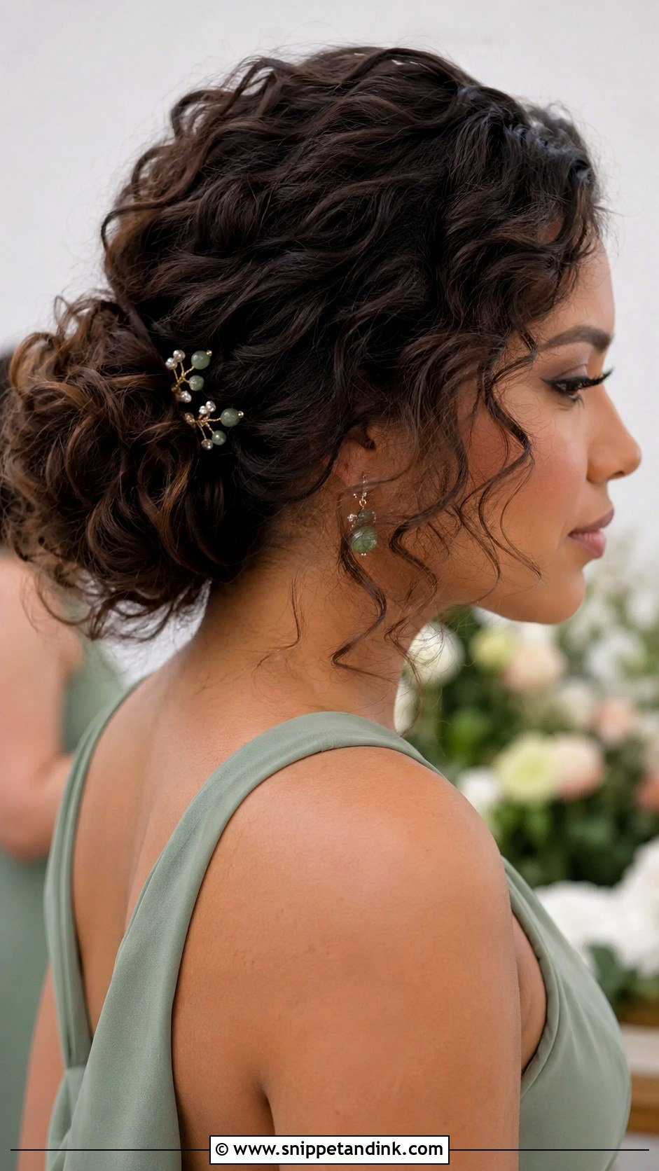 Messy Curly Updo For Bridesmaids - Snippet and Ink - 15 Messy Curly Updo Wedding Ideas