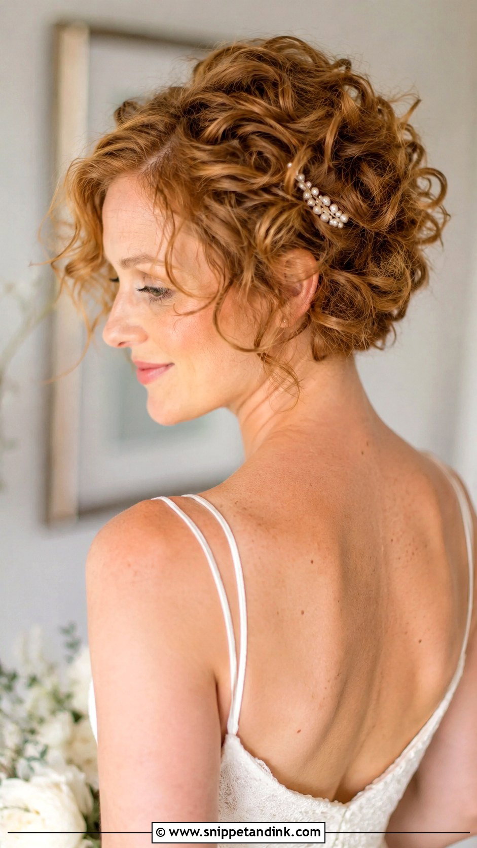 Messy Curly Updo For Short Hair - Snippet and Ink - 15 Messy Curly Updo Wedding Ideas