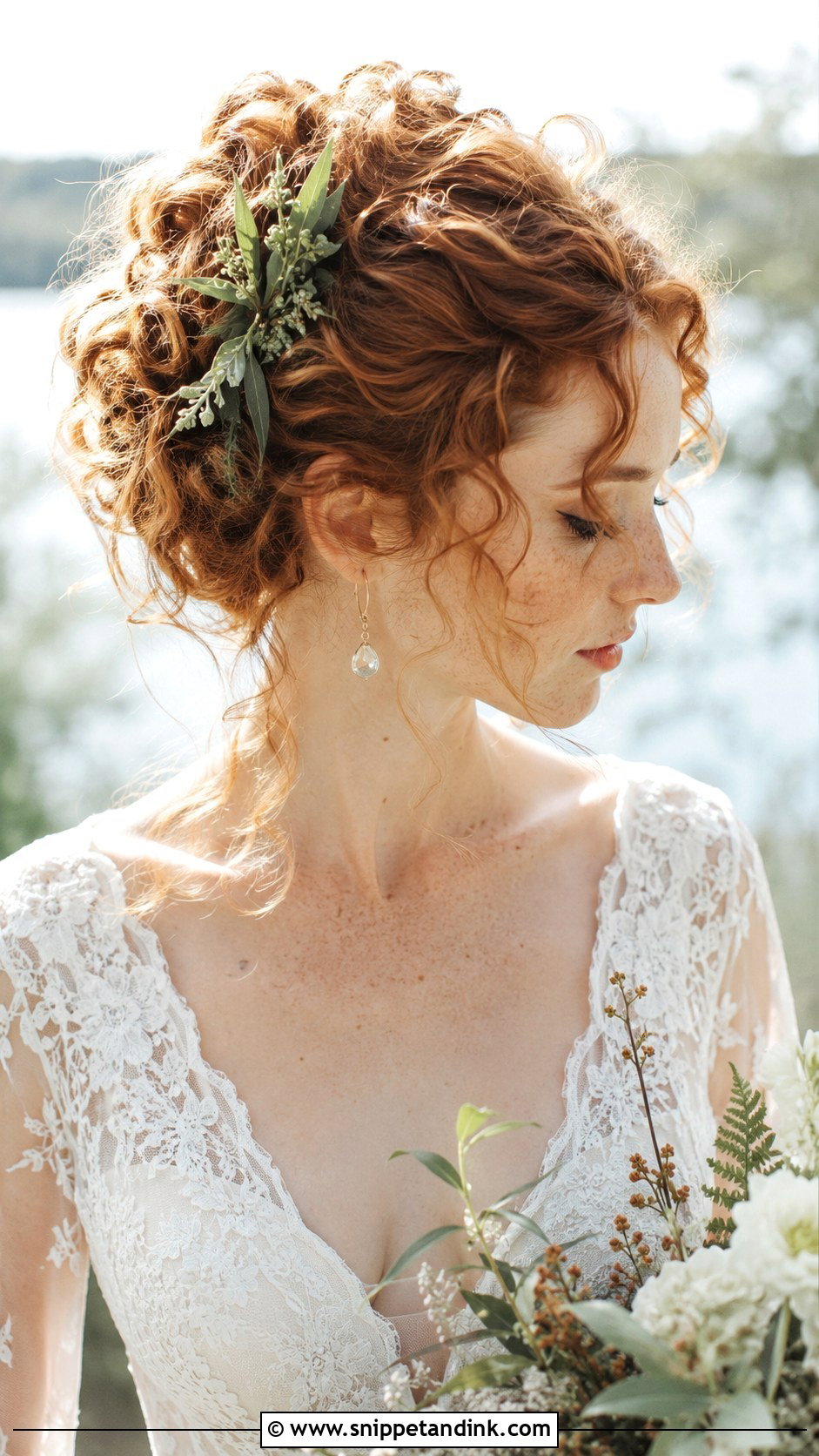 Messy Curly Updo Wedding Hair - Snippet and Ink - 25 Natural Curls Wedding Hair