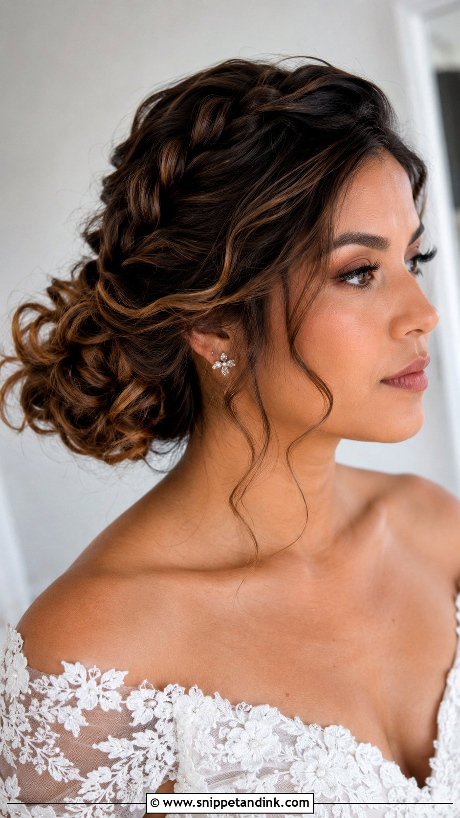 Messy Curly Updo With Braids - Snippet and Ink - 15 Messy Curly Updo Wedding Ideas