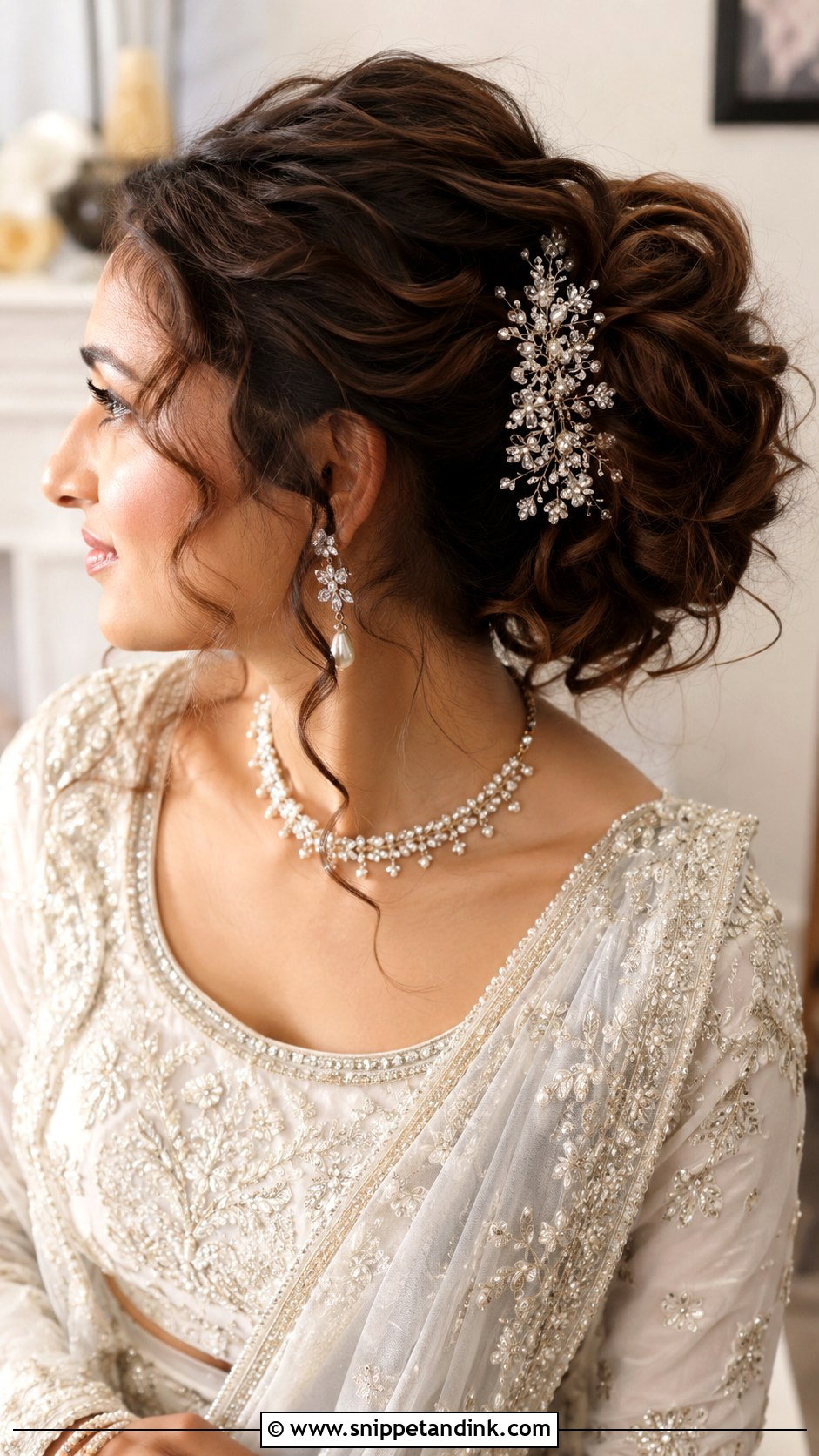 Messy Curly Updo With Hair Comb - Snippet and Ink - 15 Messy Curly Updo Wedding Ideas