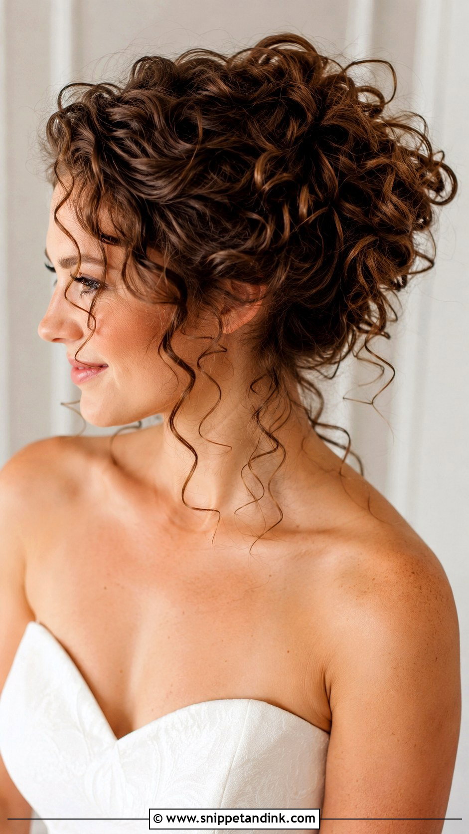 Messy Curly Updo With Tendrils - Snippet and Ink - 15 Messy Curly Updo Wedding Ideas