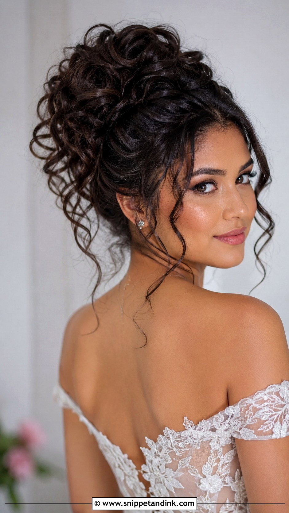 Messy Curly Updo for Weddings - Snippet and Ink - 20 Messy Bridal Hair Ideas