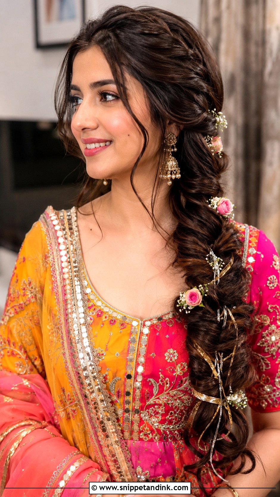 Messy Fishtail Braid - Snippet and Ink - 25 Mehndi Hairstyles for Bride Sister