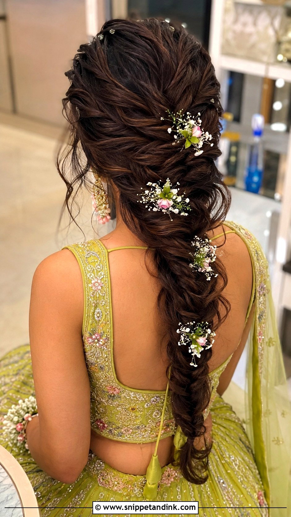 Messy Fishtail Braid For Mehndi - Snippet and Ink - 20 Indian Wedding Fish Braid Hairstyles