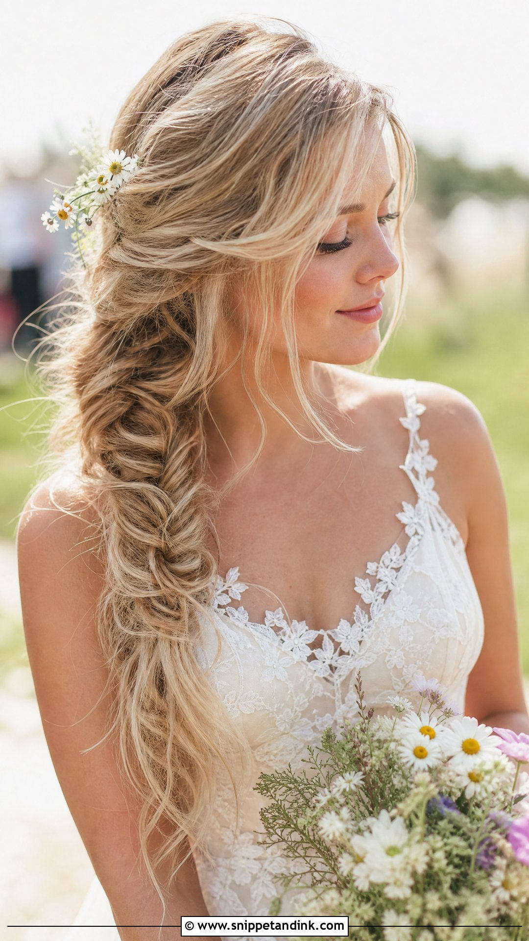 Messy Fishtail Braid for Wedding - Snippet and Ink - 20 Messy Hairstyles for Wedding