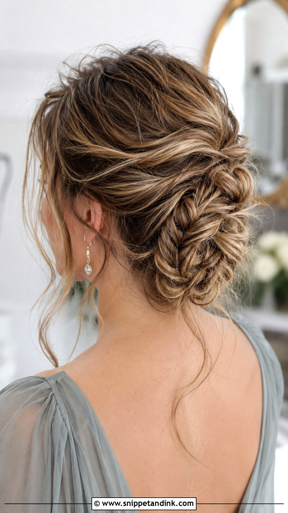 Messy Fishtail Updo - Snippet and Ink - 20 Wedding Guest Braid Hairstyles