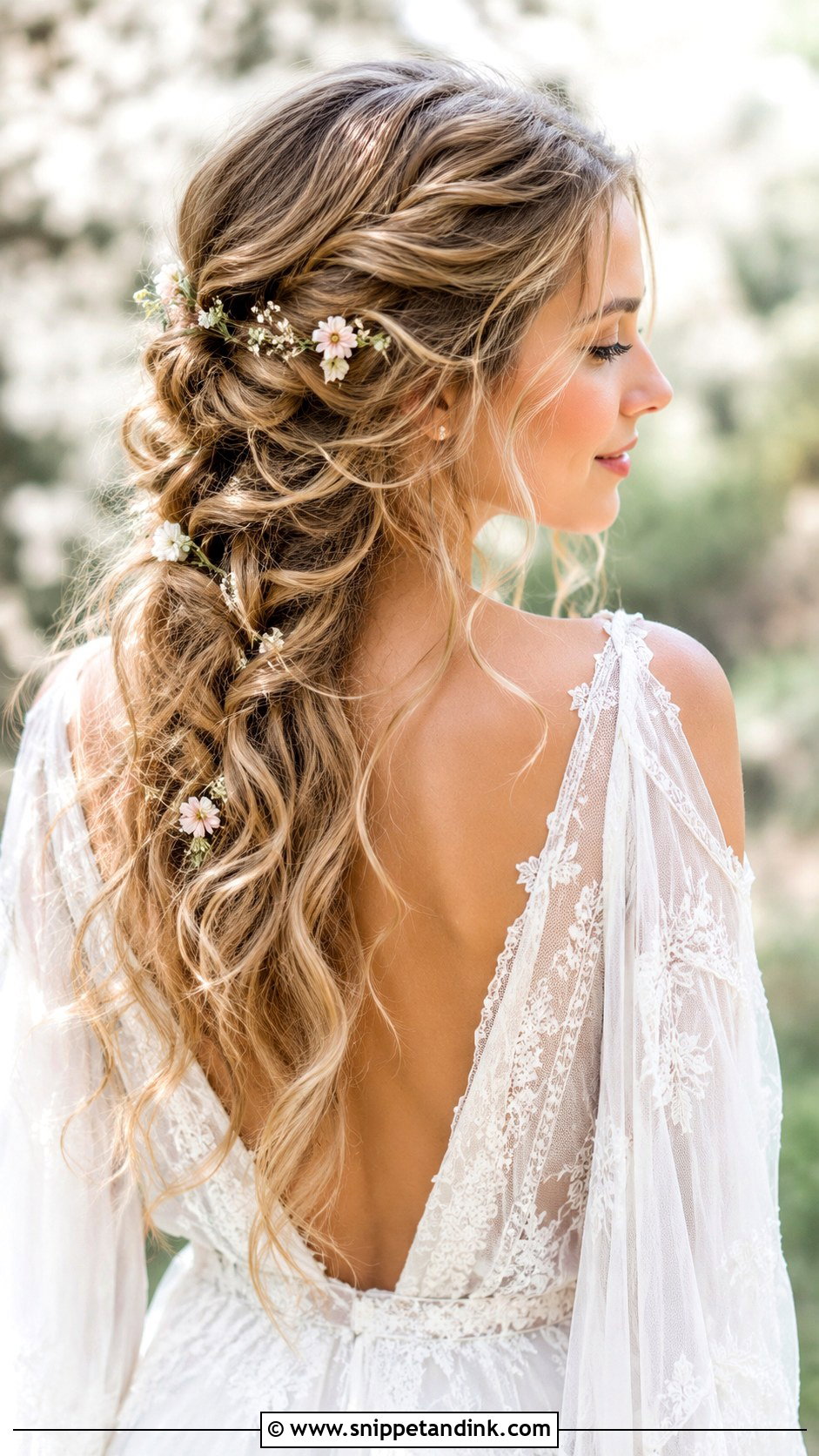 Messy French Braid With Loose Waves - Snippet and Ink - 20 Hippie Wedding Hair Ideas