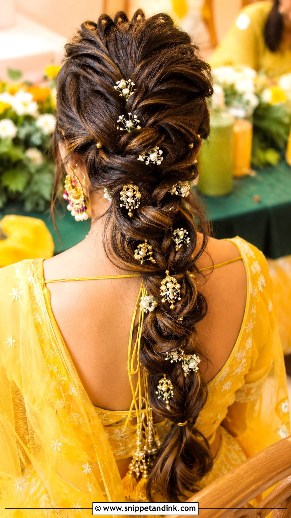 Messy French Braid for Mehndi - Snippet and Ink - 30 Mehndi Hairstyles for Bride