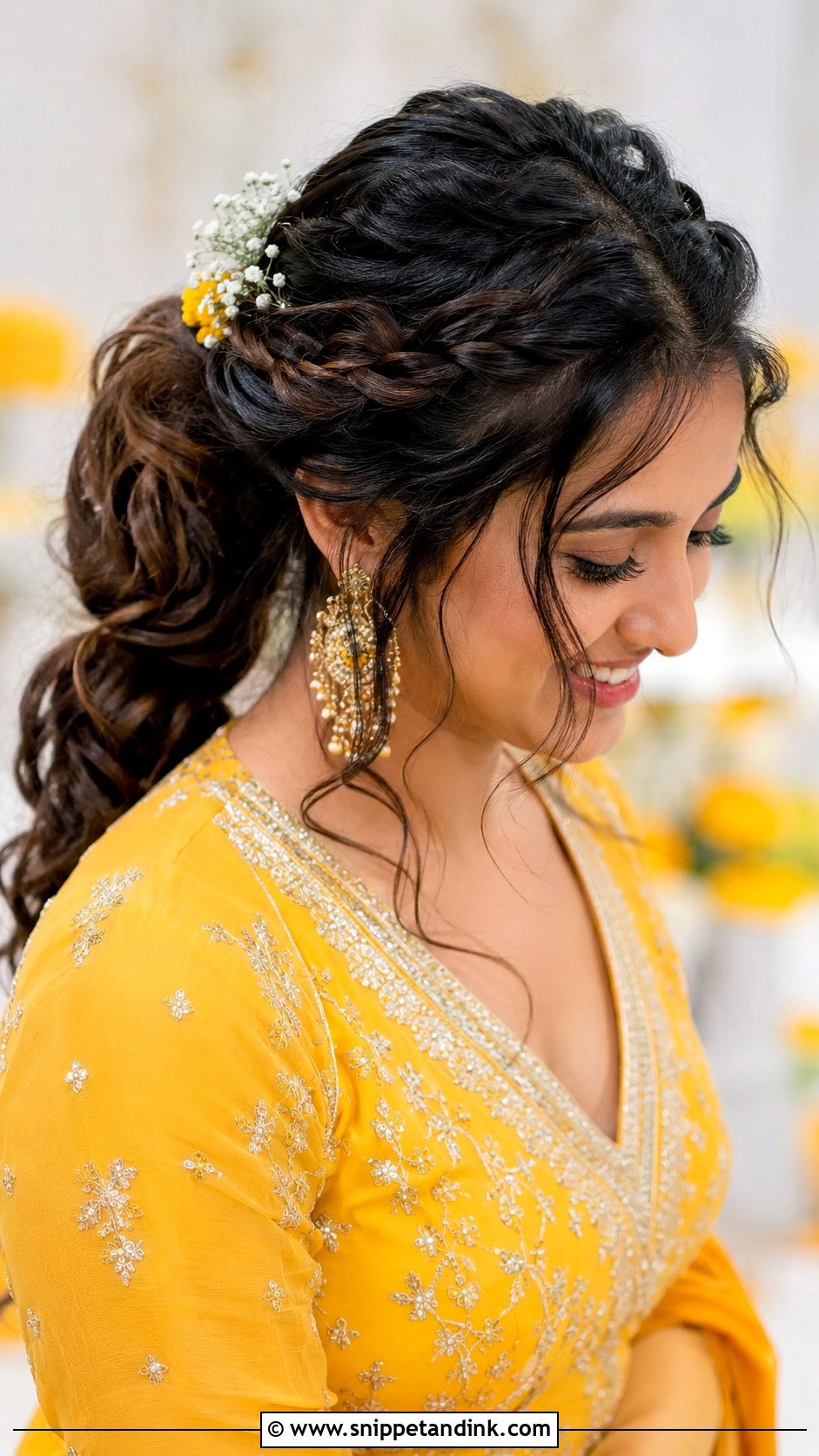 Messy Front Braid Ponytail - Snippet and Ink - 30 Indian Wedding Front Hairstyles