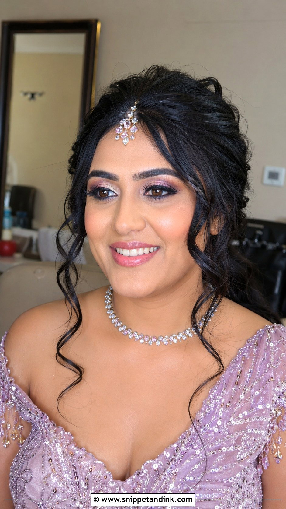 Messy Front Puff With Loose Curls - Snippet and Ink - 25 Indian Front Hair Styles for Wedding