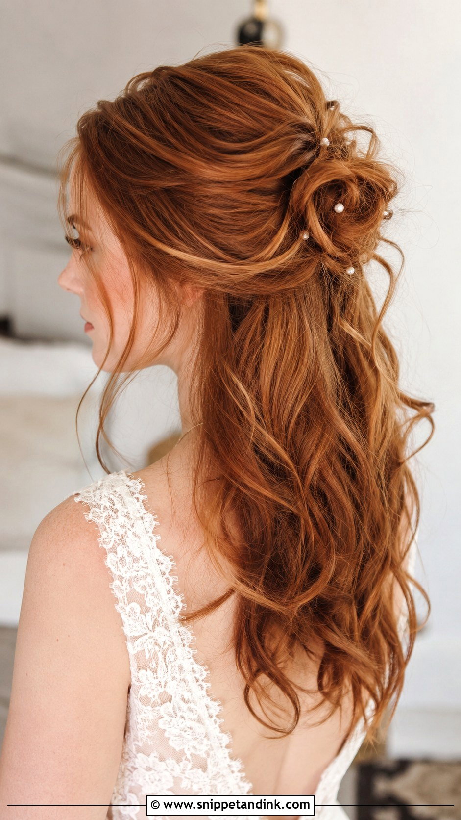Messy Half Bun Wedding Hair - Snippet and Ink - 15 Half Bun Wedding Hair Ideas