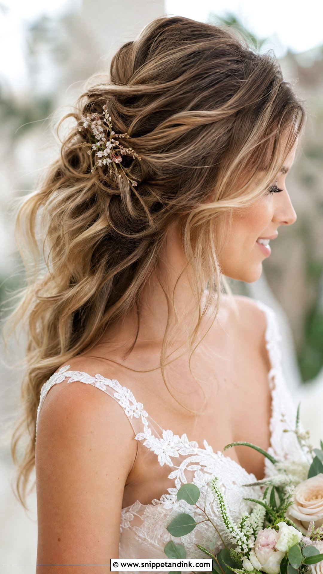 Messy Half Ponytail Wedding Hairstyle - Snippet and Ink - 20 Half Ponytail Wedding Hairstyles