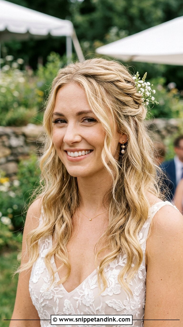 Messy Half Up Bridal Hairstyle - Snippet and Ink - 20 Bridal Half-Up Ideas