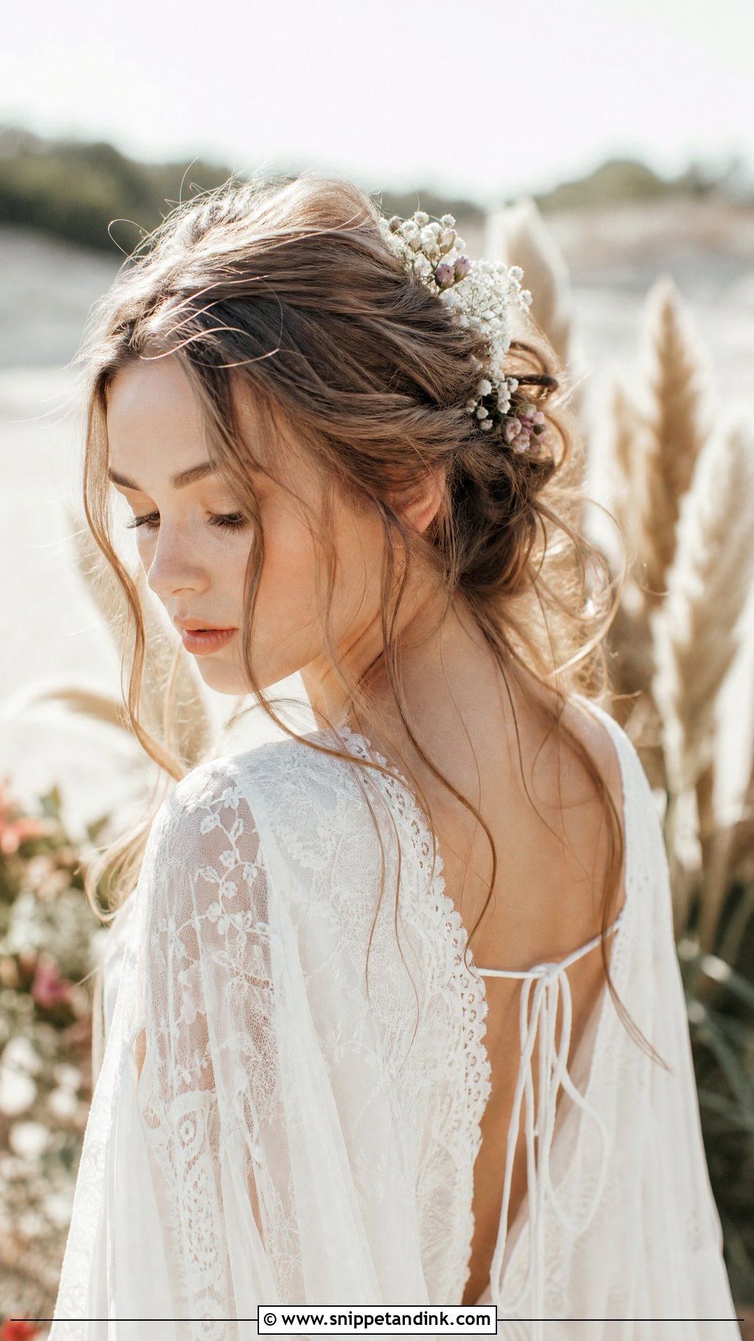 Messy Half Up Bun for Boho Brides - Snippet and Ink - 20 Half-Up Bun Wedding Hair Ideas