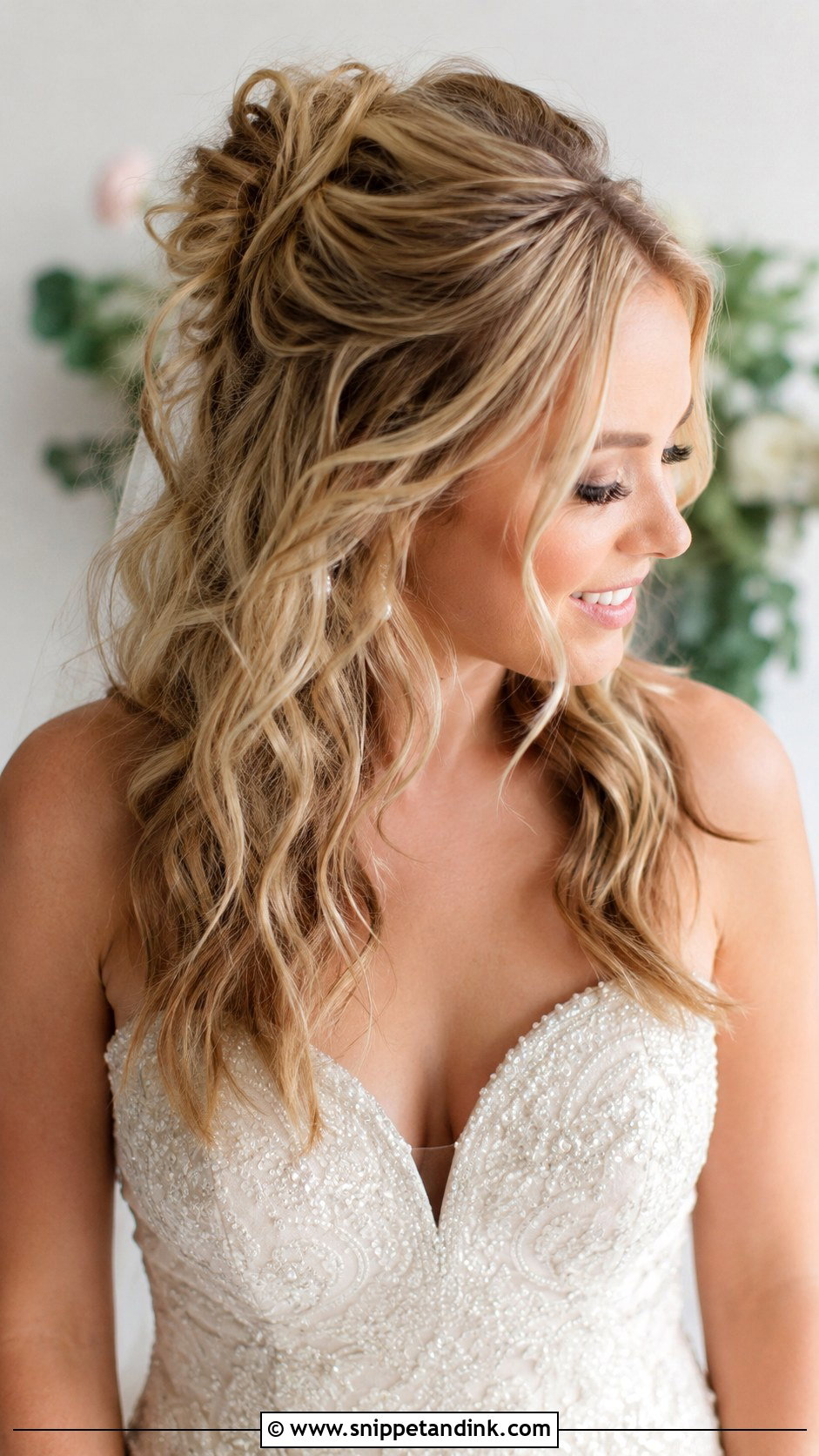 Messy Half Up Half Down Bridal Hair - Snippet and Ink - 20 Messi Bride Hairstyle Ideas