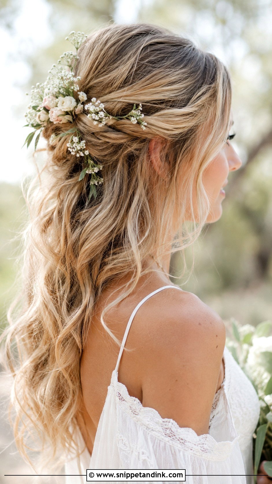 Messy Half Up Half Down Hairstyle - Snippet and Ink - 20 Half-Up Half-Down Wedding Hair Styles