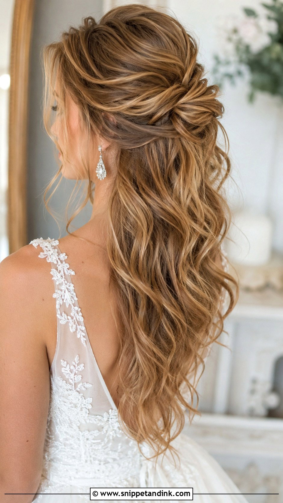 Messy Half Up Updo for Weddings - Snippet and Ink - 30 Messy Updo Wedding Ideas