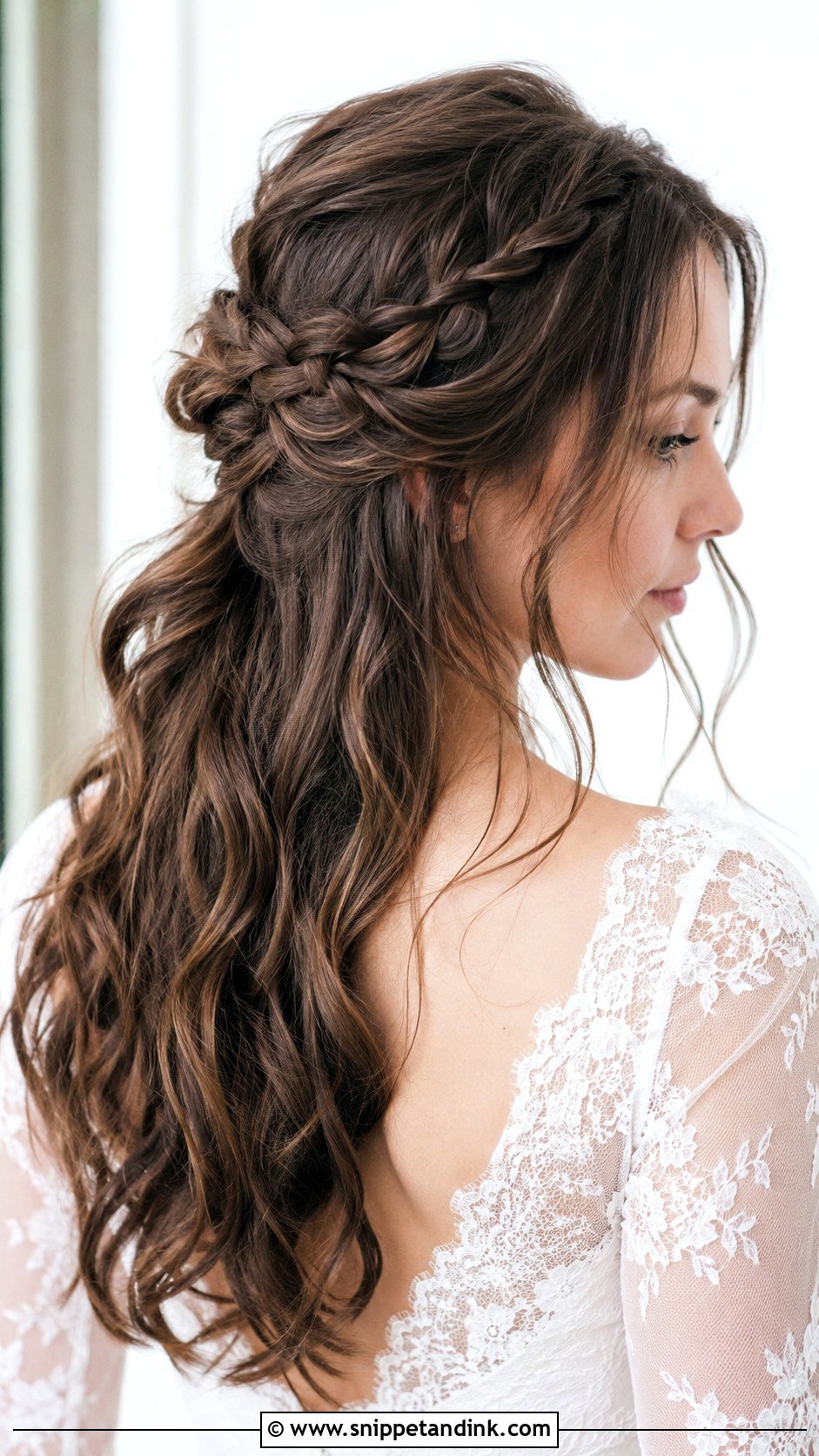 Messy Half Up Wedding Hair With Braids - Snippet and Ink - 15 Messy Half-Up Wedding Hair Ideas