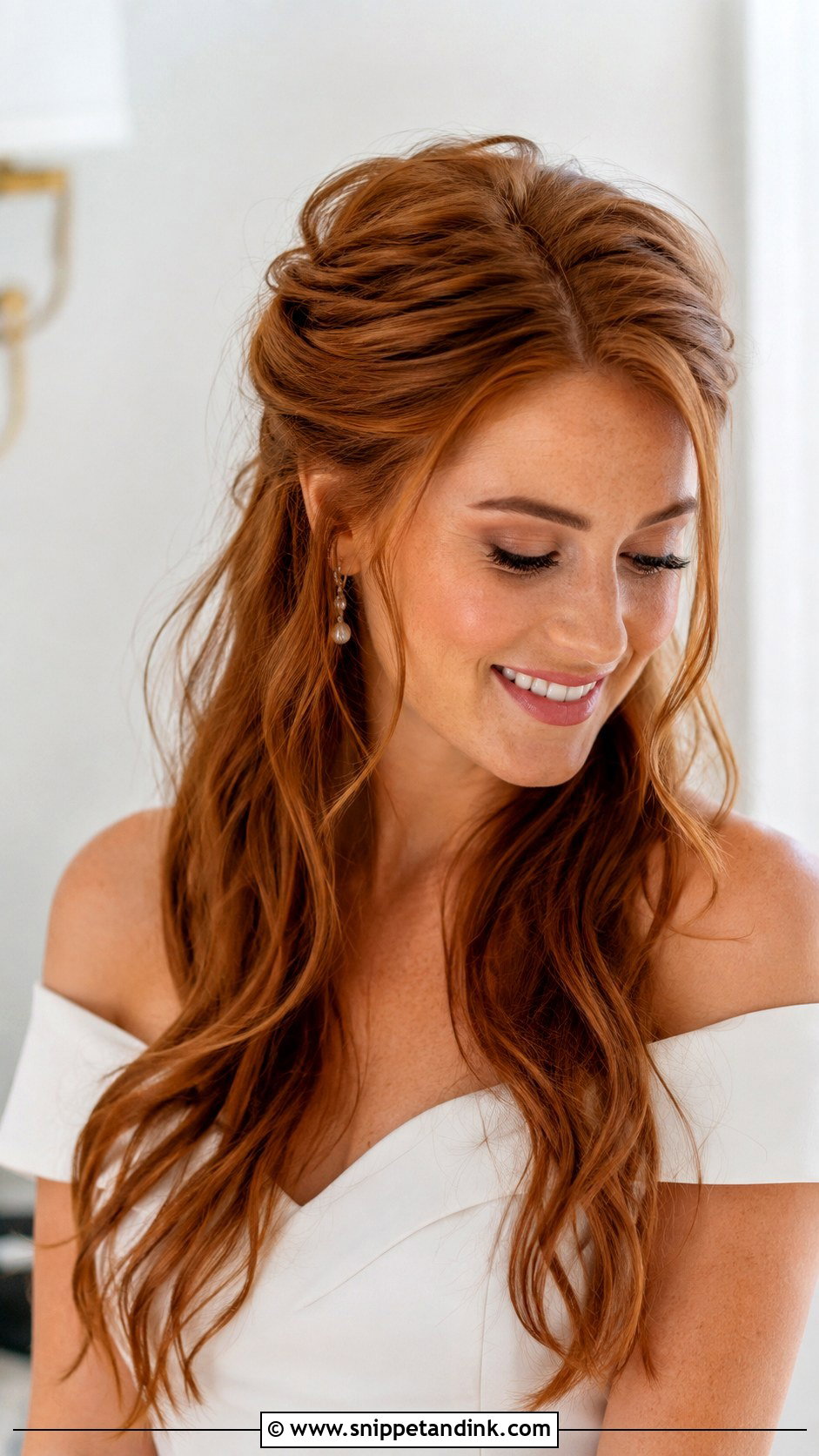 Messy Half Up Wedding Hair With Face Framing Pieces - Snippet and Ink - 15 Messy Half-Up Wedding Hair Ideas