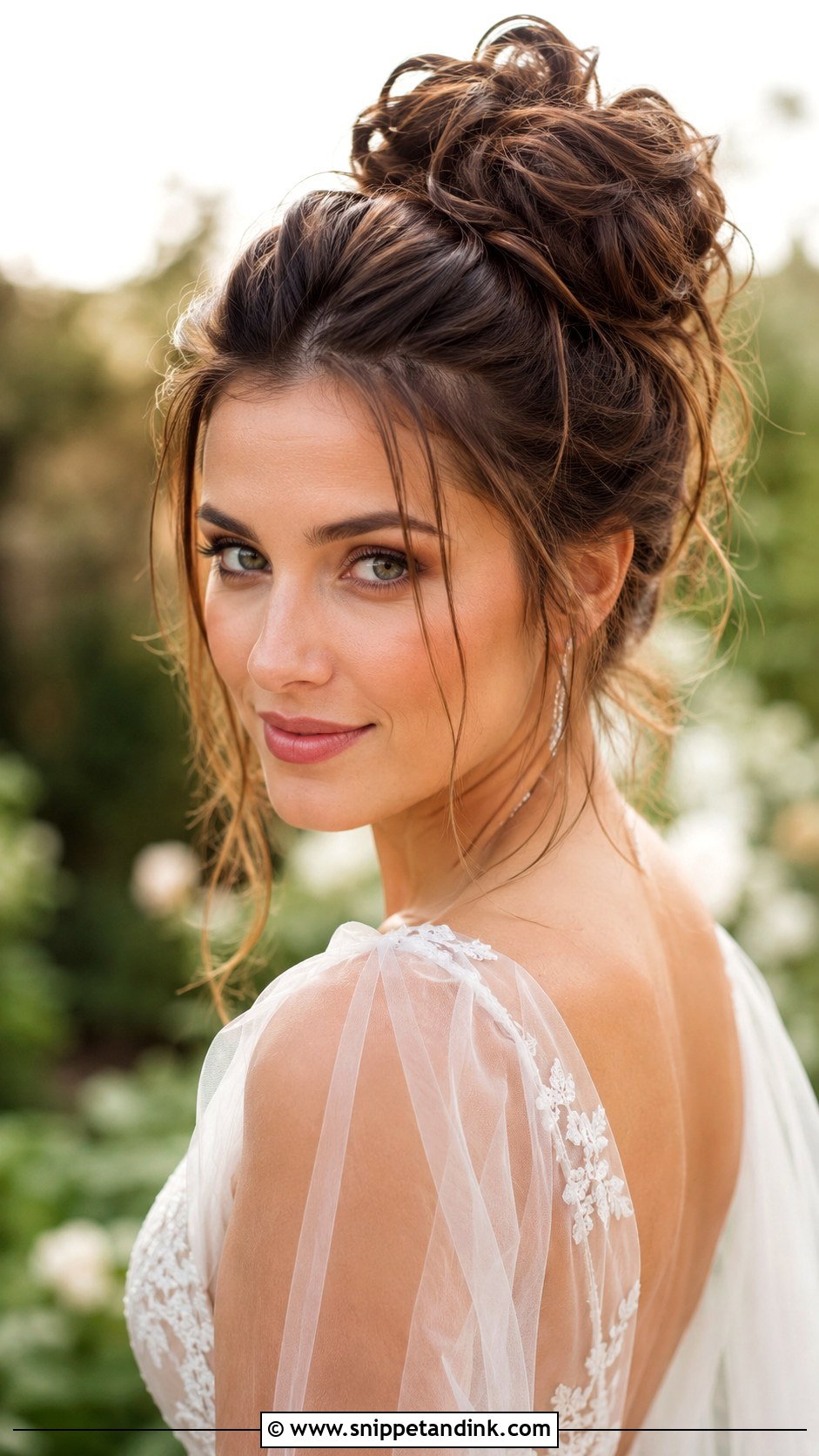Messy High Bridal Bun - Snippet and Ink - 15 High Bridal Bun Ideas