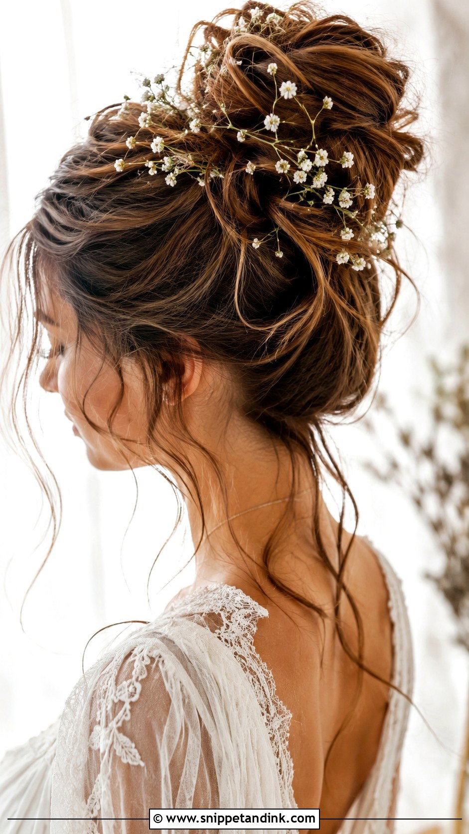 Messy High Bun - Snippet and Ink - 25 Hair Styles for Wedding Bride