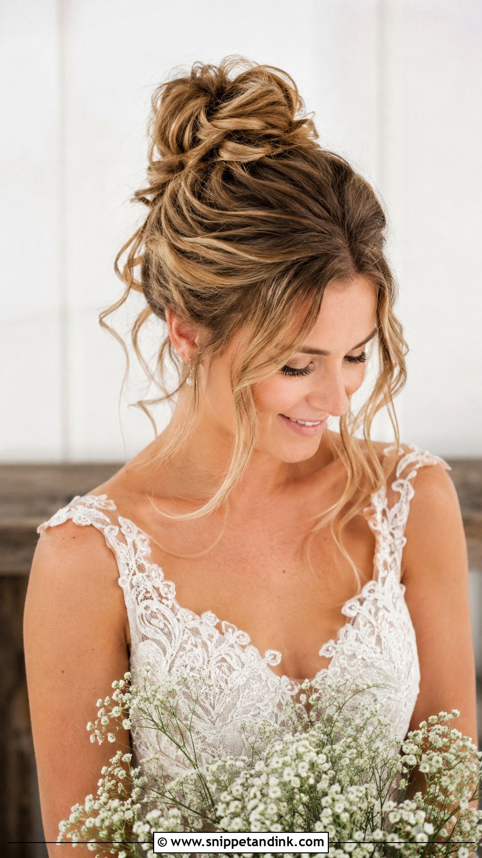 Messy High Bun - Snippet and Ink - 25 Modern Bridal Hair Ideas