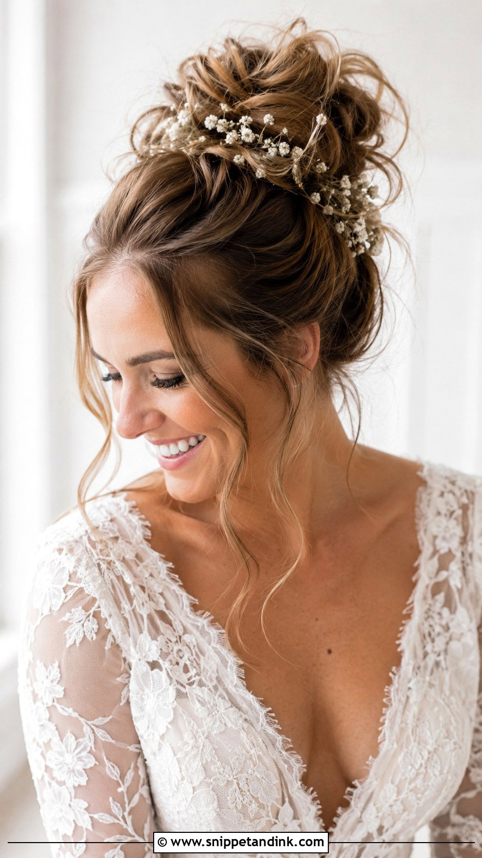 Messy High Bun - Snippet and Ink - 30 Wedding Hair Ideas
