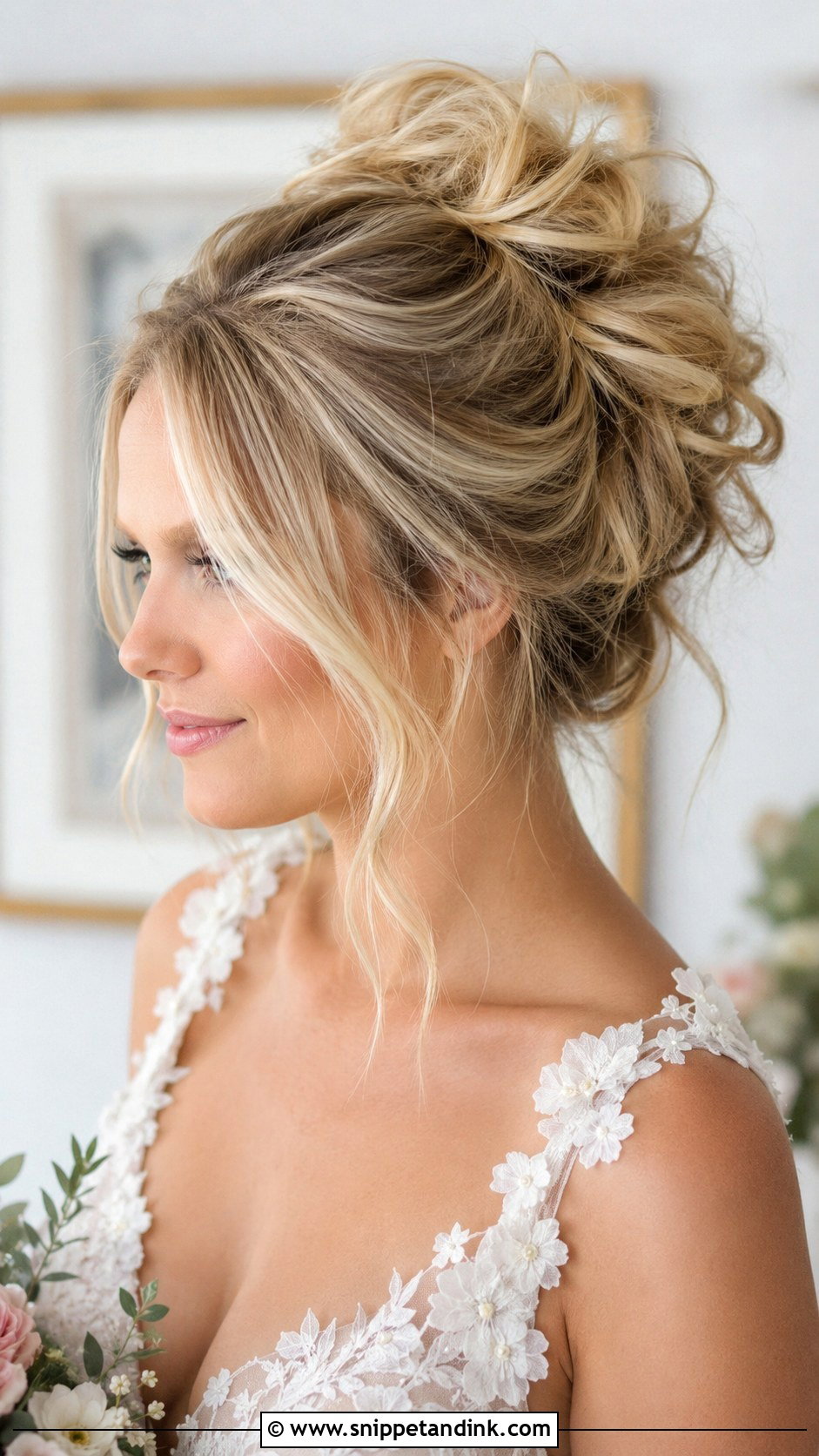 Messy High Bun - Snippet and Ink - 35 Simple Wedding Hairstyles