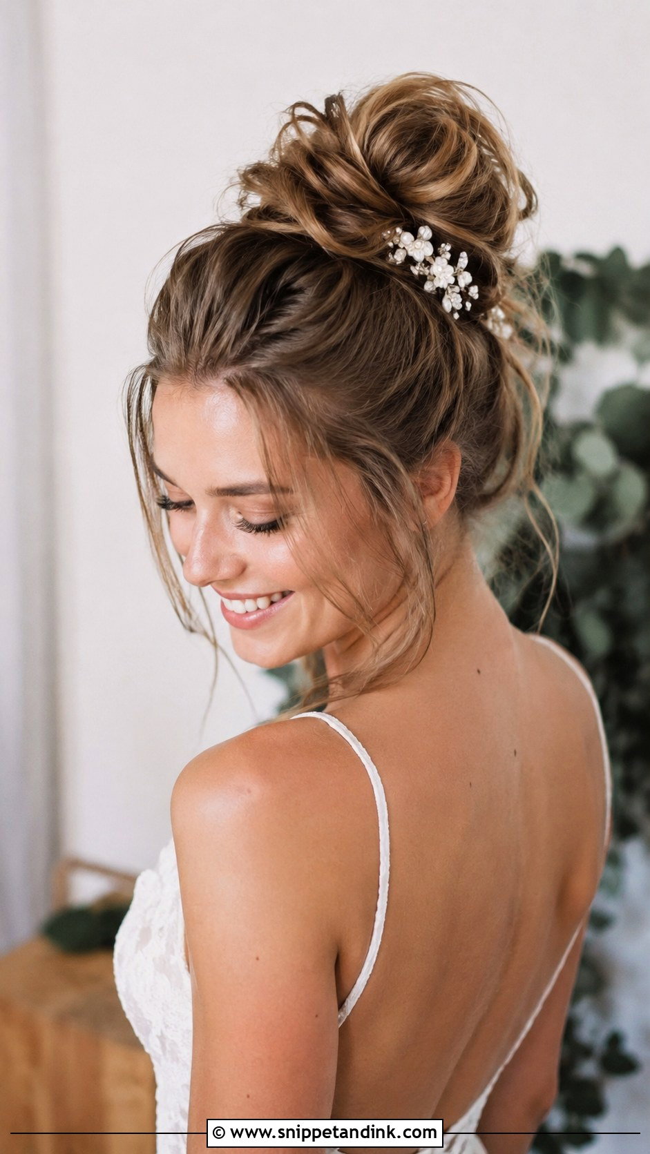 Messy High Bun - Snippet and Ink - 20 Easy Updos for Medium Hair for Wedding