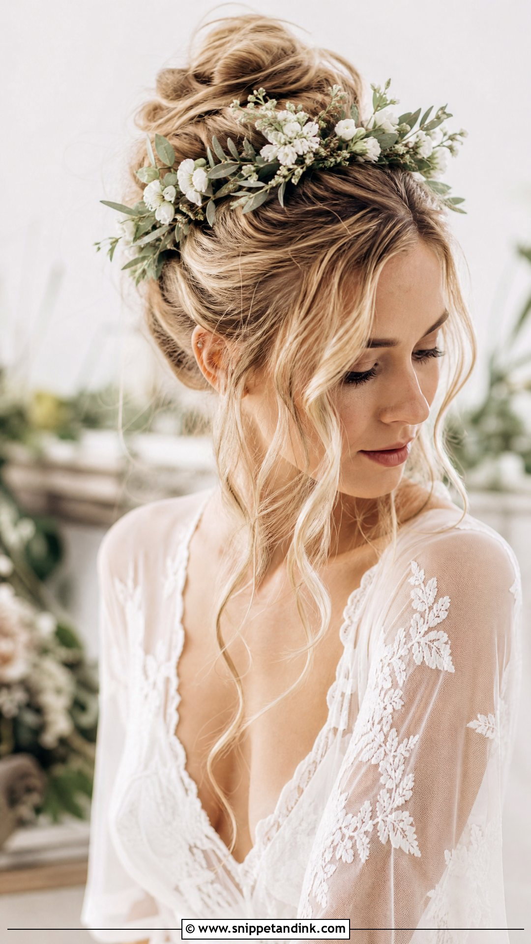 Messy High Bun - Snippet and Ink - 20 Simple Bridal Hairstyles